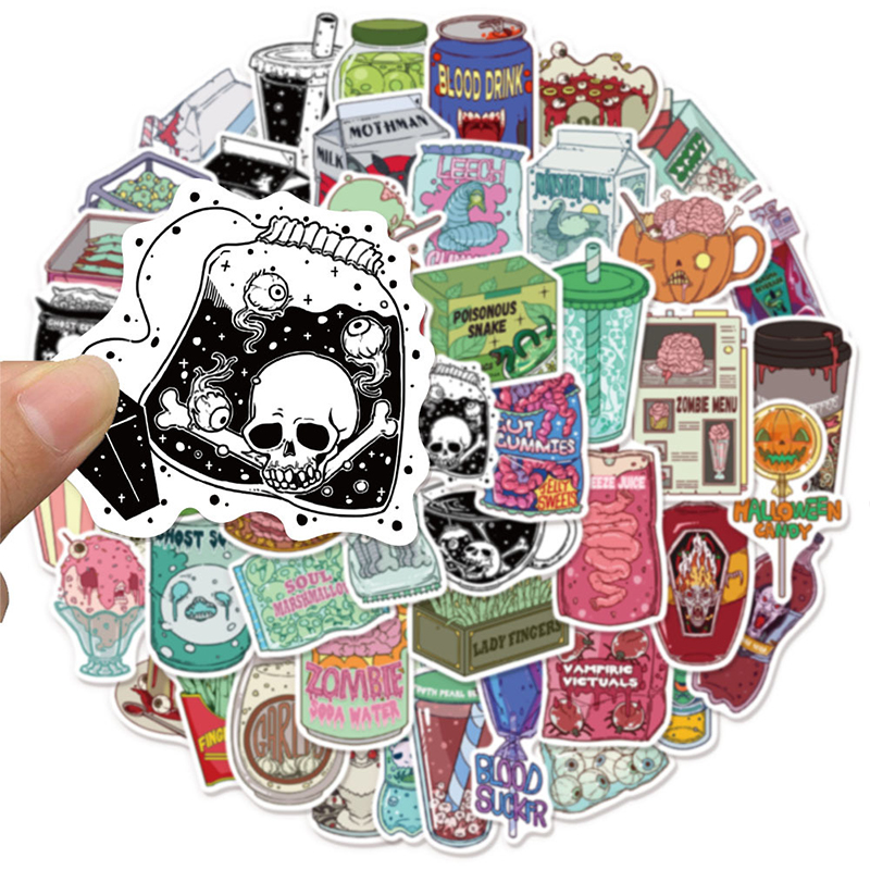 Zombie Snacks - 50 шт., наклейки с изображением зомби,