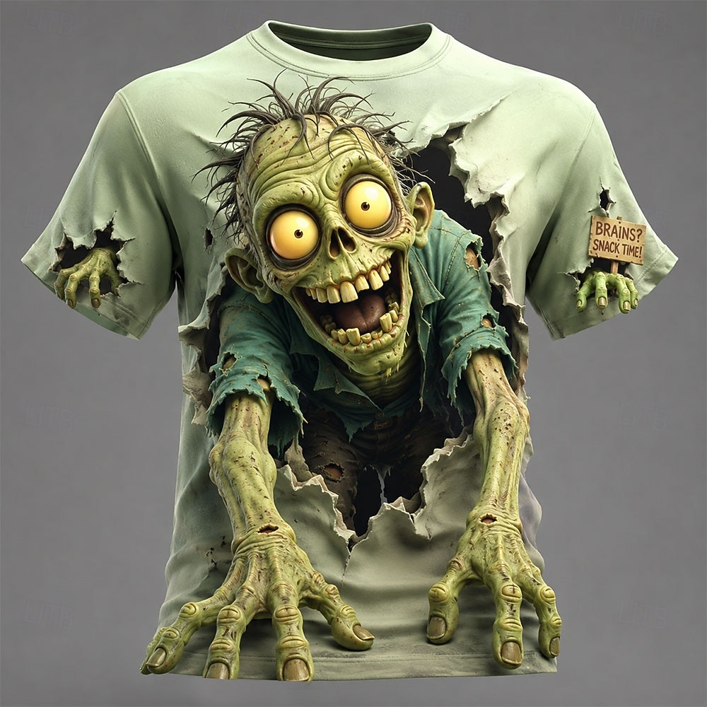 Мужская футболка с 3D-принтом  – обзор и цена Zombie Snacks
